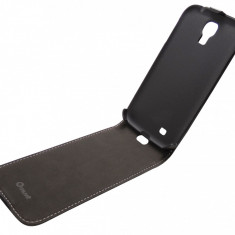 Husa flip Muvit Slim neagra + folie plastic pentru Samsung Galaxy S4 i9500/i9505/i9506/i9515 (Value Edition)