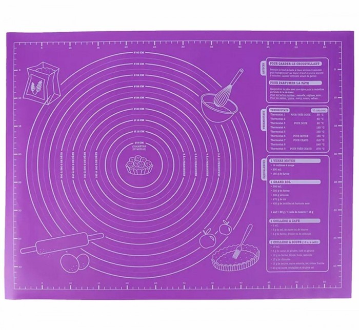 Covoras din silicon pentru framantare si intindere aluat, 60 x 45 cm, masuri cm, violet
