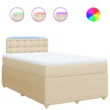 Cumpara ieftin Pat continental cu saltea, crem, 120x190 cm, textil