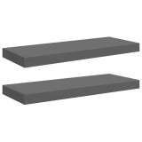 Cumpara ieftin Rafturi de perete, 2 buc., gri extralucios, 60x23,5x3,8 cm, MDF