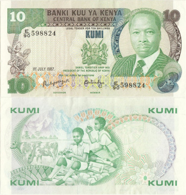 1987 (1 VII), 10 shillings (P-20f) - Kenya - stare aUNC! foto