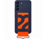 Husa de protectie Samsung Silicone Cover with Strap pentru Galaxy S22 (S901), Navy, Navy blue, Silicon, Carcasa