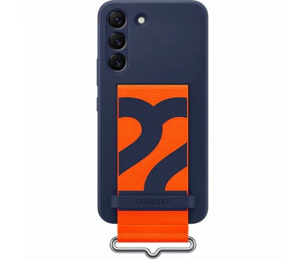 Husa de protectie Samsung Silicone Cover with Strap pentru Galaxy S22 (S901), Navy