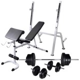 Cumpara ieftin Banca antrenament rastel greutati, set haltere/gantere, 60,5kg