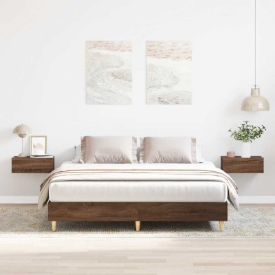 vidaXL Cadru pat fără saltea Stejar maro 150x200 cm Lemn prelucrat foto
