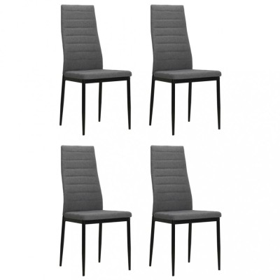 vidaXL Scaune de bucătărie, 4 buc., gri deschis, material textil foto