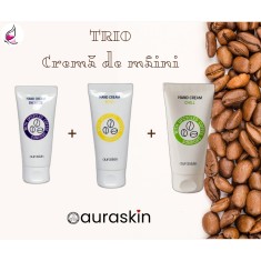 AuraSkin Trio Crema de maini Energize + Bliss + Chill, cu boabe de cafea transformate, pentru toate tipurile de piele
