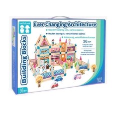 Set de Constructie din Lemn Natural si Plastic pentru Copii - 278 de Piese cu Ilustratii Vesele si Figurine