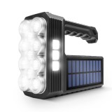 Lanterna Solara LED Phenom, 650+350 Lumeni, Acumulator 1200mAh, USB, Panou Solar, IP55, Negru