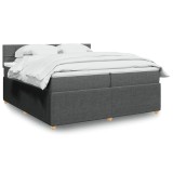Cumpara ieftin Pat box spring cu saltea, gri &icirc;nchis, 200x200 cm, textil