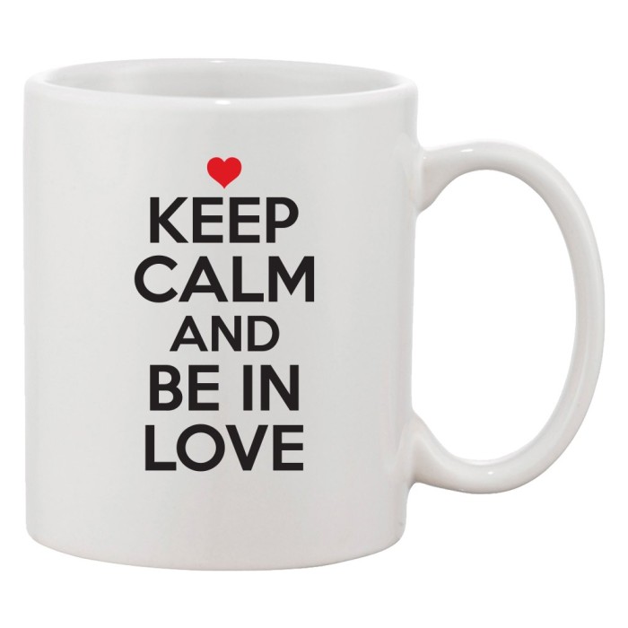Cana alba personalizata &#039;Keep calm and be in love&#039;, INOVATIX&reg;. 330ml