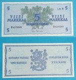 Finlanda 5 Markkaa 1963 &#039;Brad&#039; aUNC serie: O4175399 p#106A