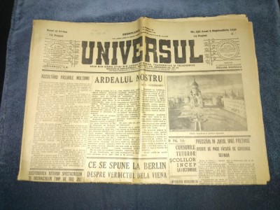 ZIARUL UNIVERSUL 2 SEPTEMBRIE 1940 foto