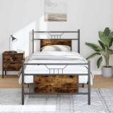 VidaXL Cadru pat fără saltea, stejar fumuriu 75x190 cm lemn prelucrat