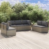 Cumpara ieftin Set mobilier de grădină cu perne, 7 piese, gri, poliratan