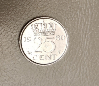 Netherlands / Olanda - 25 Cent (1980) Queen Juliana - monedă s293 foto