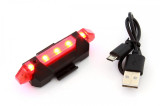 Lumini Semnalizare pentru Bicicleta cu 5 LED-uri, Incarcare USB, 4 Moduri de Iluminare, Palmonix
