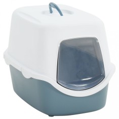 vidaXL Litiera pentru pisici cu capac alb ?i albastru 56x40x40 cm PP foto
