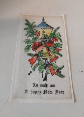 Felicitare veche (1990) cu urarea La Multi Ani / A Happy New Year - felicitare de Fondul Plastic foto