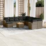 Gossi set canapea de gradina cu perne, 12 piese, gri, poliratan