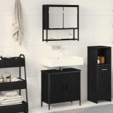 VidaXL Set de mobilier pentru baie cu ușă 2 pcs Negru 60 x 30 x 60 cm