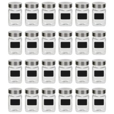 vidaXL Borcane de depozitare cu etichetă, 24 buc., 300 ml
