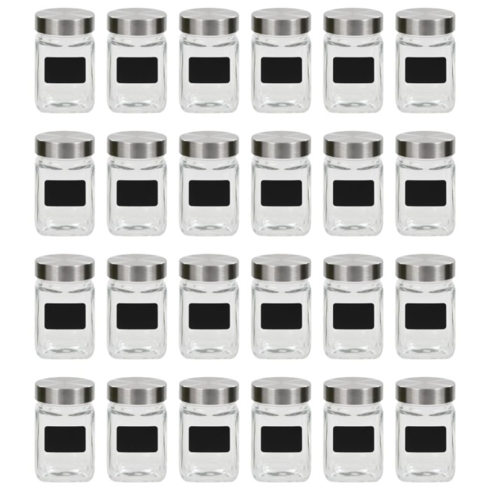 Gossi borcane de depozitare cu eticheta, 24 buc., 300 ml