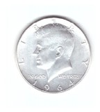 Moneda SUA 1/2 dollar/dolar 1964, stare foarte buna, curata