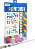 Cumpara ieftin Set vopsele acrilice Paintology, 12 culori clasice si 2 pensule, Ooly