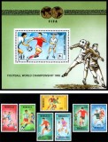 Mongolia 1986 - Lot Complet Campionatul Mondial de Fotbal Mexic '86 (Seria de 7 Valori + Colița Dintelată de 4 ₮) MNH -MNG1