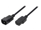Cablu IEC C13 mamă - IEC C14 tată 1,8m negru 10A 250V, Logilink