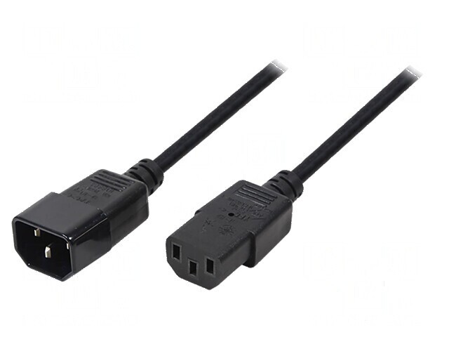 Cablu IEC C13 mamă - IEC C14 tată 1,8m negru 10A 250V