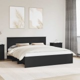 vidaXL Cadru de pat cu headboard Negru 200 x 200 cm Lemn compozit 3408817