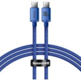 Cablu alimentare si date Baseus Crystal Shine, Fast Charging Data Cable pt. smartphone, USB Type-C la USB Type-C 100W, 1.2m, albastru