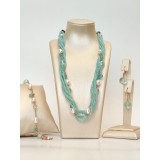 Cumpara ieftin Set Bijuterii Allure Acvamarin Apatit Cuarț Perle Argint 925 Placat Aur Roz Colier Brățară Cercei Ajustabile Handmade Italia