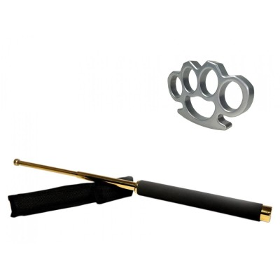 Set baston telescopic 65 cm auriu + box argintiu 1 cm grosime foto