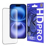 Folie de protectie Ecran Lito HD Pro Clear pentru Apple iPhone 16, Sticla Securizata, Full Glue, Neagra