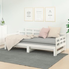vidaXL Pat extensibil de zi, alb, 2x(90x200) cm, lemn masiv de pin foto