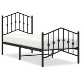 Cumpara ieftin Cadru pat metalic cu tablii de cap/picioare , negru, 75x190 cm