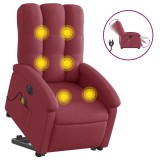 Cumpara ieftin Fotoliu de masaj electric rabatabil cu ridicare rosu vin textil