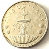 BARBADOS 5 DOLLARS 1980,(SPECIAL UNCIRCULATED , TIRAJ 649, FOARTE RARA.), America Centrala si de Sud, Cupru-Nichel
