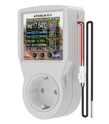 Priza inteligenta si Controller smart temperatura si consum energie ATORCH S1BWT, WiFi, Bluetooth, control de la distanta, Cablu 3m foto