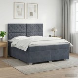 Cumpara ieftin Pat boxspring cu saltea Gri inchis 160 x 200 cm Catifea