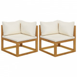 Canapele de colț modulare cu perne, 2 buc., alb crem, vidaXL