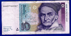 (4) BANCNOTA GERMANIA - 10 MARK 1991 (1 AUGUST 1991), PORTRET CARL FRIEDR. GAUSS foto