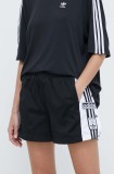 adidas Originals pantaloni scurți Adibreak femei, culoarea negru, cu imprimeu, high waist, IU2518