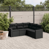 VidaXL Set mobilier de grădină cu perne, 5 piese, negru, poliratan