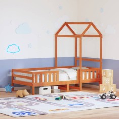 vidaXL Cadru de pat cu acoperiș maro ceruit 80x200cm lemn masiv pin 3282164