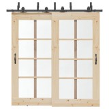 vidaXL Set feronerie pentru uși glisante, negru, 213,5 cm, oțel 3295732