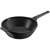 Tigaie wok Tefal Robusto, 28 cm, inductie, invelis antiaderent din titan, aluminiu turnat, indicator Thermo-Signal, margini turnare, maner lateral int